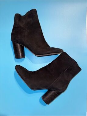 Sam Edelman Black Suede Ankle Booties with Block Heel Sz 9